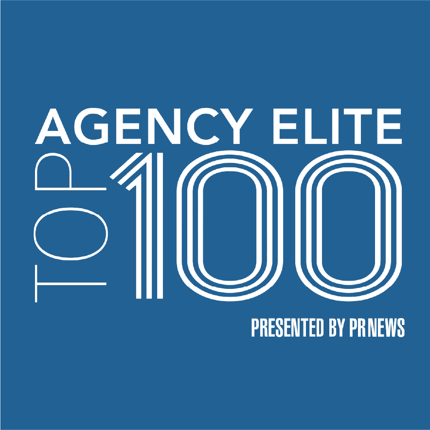 Logo for Agency Elite Top 100 presented by PR News.