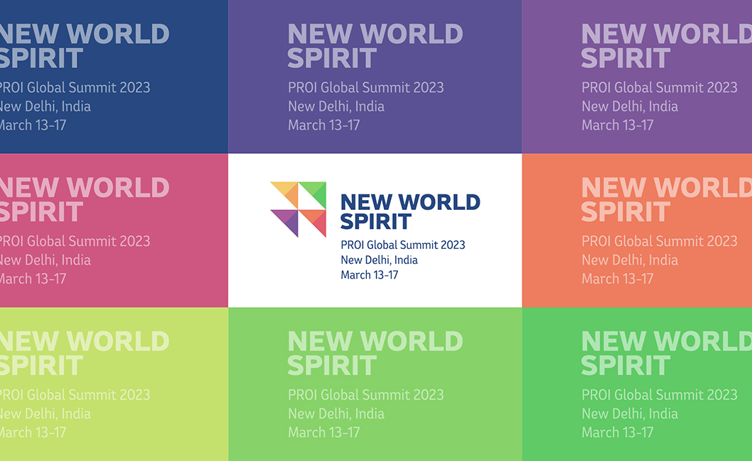 Logo for the New World Spirit PROI Global Summit.