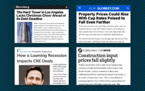Press mentions of First American by Bloomberg, Globest, Commercial Property Executive and Construction Dive