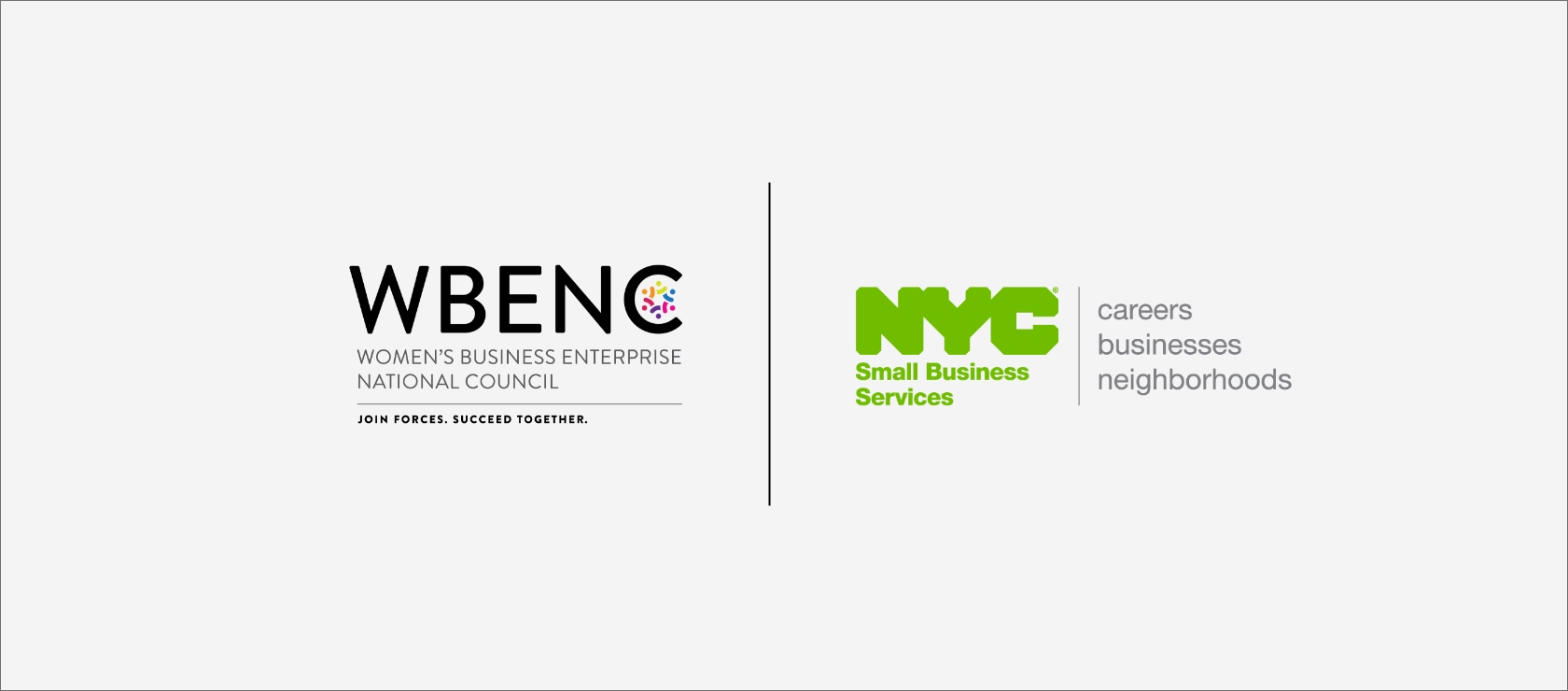 Women’ Business Enterprise National Council (WBENC) logo and NYC Small Business Services logo.