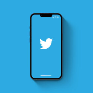 Twitter logo on a smartphone.