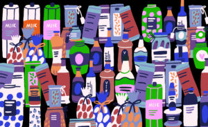 Abstract illustration of groceries.