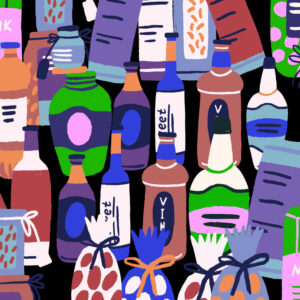 Abstract illustration of groceries.