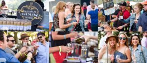 Collage of photos from a German wine tasting event