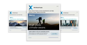 Screenshot of Pax World Funds sponsored LinkedIn ad