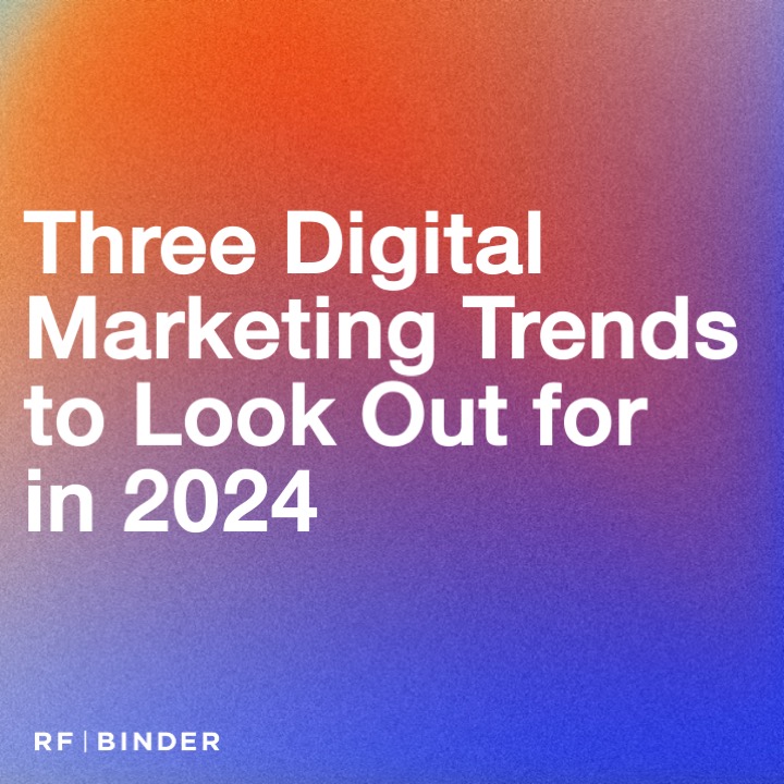 "Three Digital Marketing Trends to Look Out for in 2024" on a multicolor background
