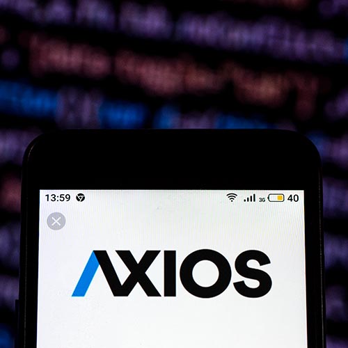 Axios open on a phone screen against a dark background
