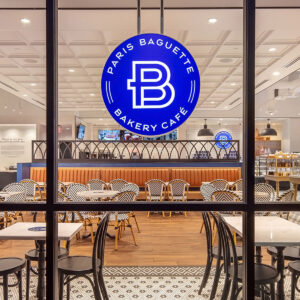 Window looking inside of Paris Baguette Bakery Cafe