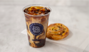 Paris Baguette iced coffee and pastry