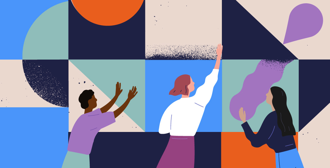 Abstract illustration of people working.