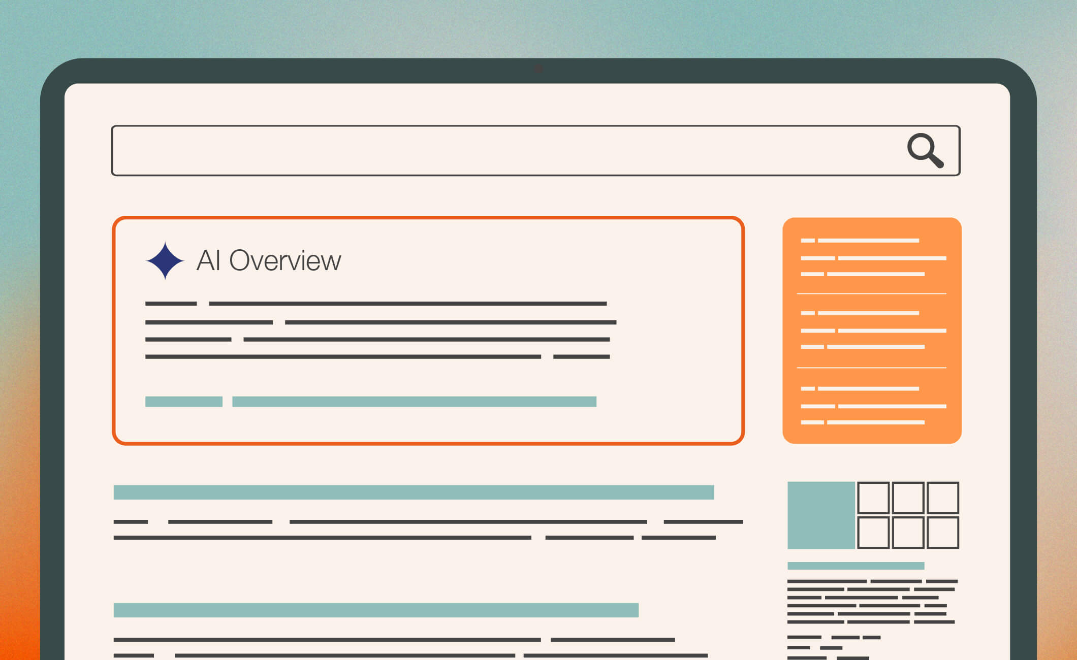 User interface of search engine using AI summary.